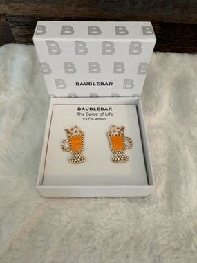 BaubleBar Orange & Gold Pumpkin Spice Mug Stud Earrings
